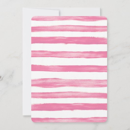 Elegant Black Bow Birthday Invite - Pink Stripe 招待状 (裏面)