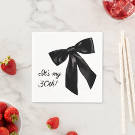 Elegant Black Bow Birthday Party Napkins スタンダードカクテルナプキン