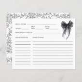 Elegant Black Bow Bridal Shower Recipe (正面/裏面)