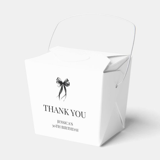 Elegant Black Bow Chic Thirty 30th Birthday Party フェイバーボックス (正面サイド)