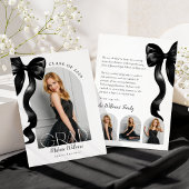 Elegant Black Bow Graduation Announcement 案内状