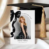Elegant Black Bow Graduation Announcement 案内状