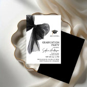 Elegant Black Bow Graduation Party 招待状