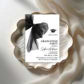 Elegant Black Bow Graduation Party 招待状
