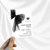 Elegant Black Bow Graduation Party 招待状