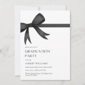 Elegant Black Bow Graduation Party 招待状 (正面)