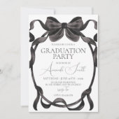 Elegant Black Bow Graduation Party Invite 招待状 (正面)