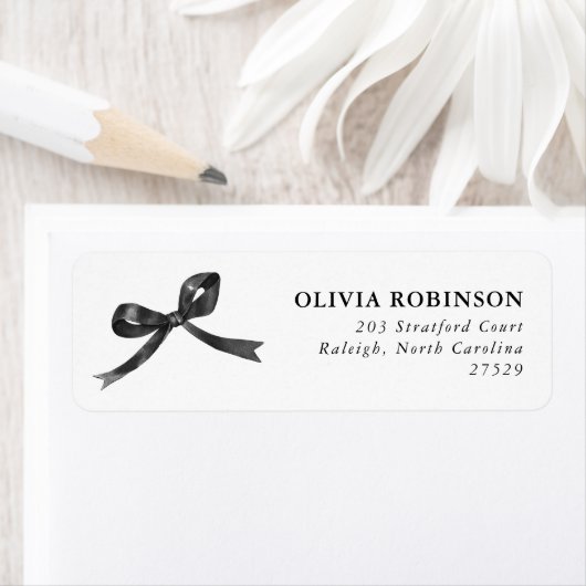 Elegant Black Bow Graduation Return Address ラベル (インサイチュ)