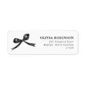 Elegant Black Bow Graduation Return Address ラベル (正面)