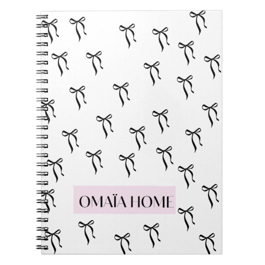Elegant Black Bow Pattern by OMAÏA HOME ノートブック (正面)