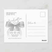 Elegant Black Bow Photo Grad Party Invitation ポストカード (裏面)