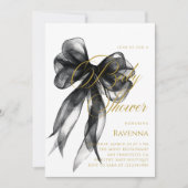 Elegant Black Bow Simple Template Baby Shower 招待状 (正面)