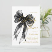 Elegant Black Bow Simple Template Baby Shower 招待状 (スタンド正面)
