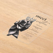 Elegant Black Bow ⎮ Sweet 16 Birthday  アクリル招待状 (レイダウン)