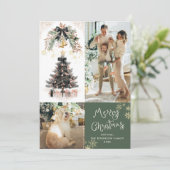 Elegant Black Bow Tree Merry Christmas 2 Photo シーズンカード (スタンド正面)