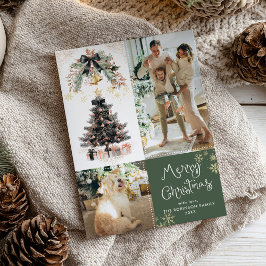 Elegant Black Bow Tree Merry Christmas 2 Photo シーズンカード