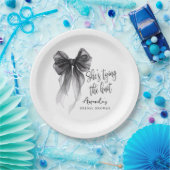 Elegant Black Bow Tying The Knot Bridal Shower ペーパープレート (パーティー)