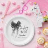 Elegant Black Bow Tying The Knot Bridal Shower ペーパープレート (パーティー)