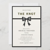 Elegant Black Bow Tying the knot Bridal Shower 招待状 (正面)