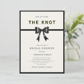 Elegant Black Bow Tying the knot Bridal Shower 招待状 (スタンド正面)