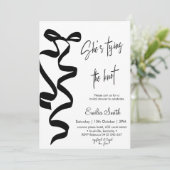 Elegant Black bow tying the knot bridal shower 招待状 (スタンド正面)