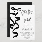 Elegant Black bow tying the knot bridal shower 招待状 (正面/裏面)
