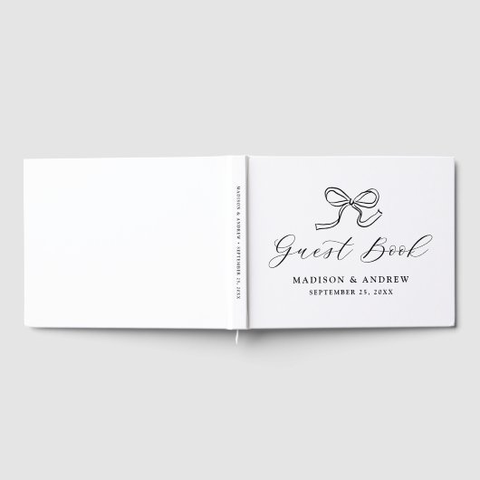 Elegant Black Bow Wedding ゲストブック (全面)