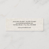 Elegant Black Butterfly Logo Tan Linen Look スキニー名刺 (裏面)