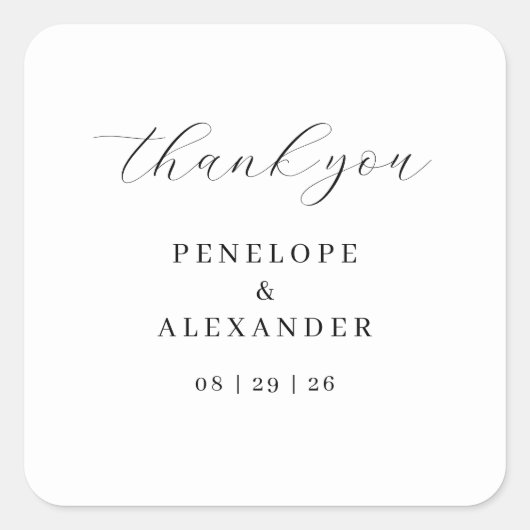 Elegant Black Calligraphy スクエアシール (正面)