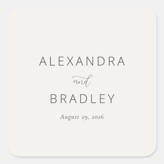 Elegant Black Calligraphy スクエアシール (正面)