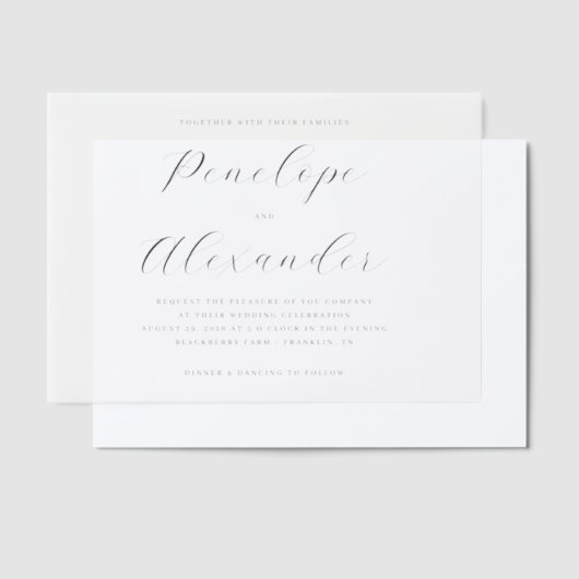 Elegant Black Calligraphy ベラム紙招待状 (オフセット)