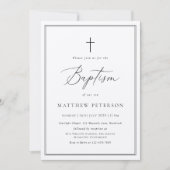 Elegant Black Calligraphy Baptism Invitation 招待状 (正面)