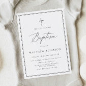 Elegant Black Calligraphy Baptism Invitation 招待状