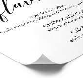 Elegant Black Calligraphy Cake Flavors Sign ポスター (角)