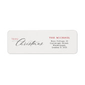 Elegant Black Calligraphy Christmas Return Address ラベル (正面)