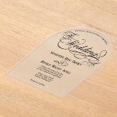 Elegant Black Calligraphy Text Clear Wedding  アクリル招待状 (レイダウン)