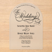 Elegant Black Calligraphy Text Clear Wedding  アクリル招待状 (正面)