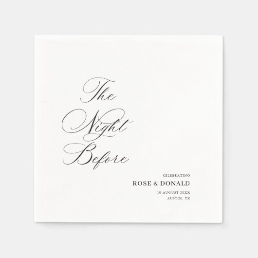 Elegant black calligraphy the night before スタンダードカクテルナプキン (正面)