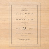 Elegant Black Calligraphy Wedding アクリル招待状 (正面)