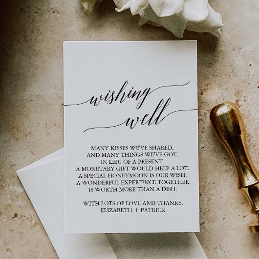 Elegant Black Calligraphy Wedding Wishing Well エンクロージャーカード