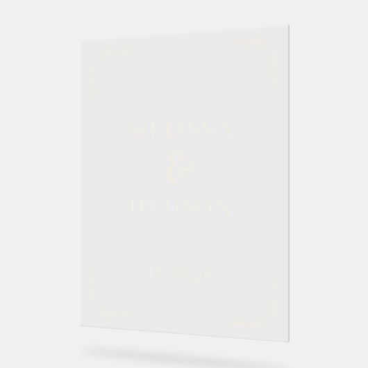 Elegant Black Calligraphy With Floral アクリルサイン (傾斜)