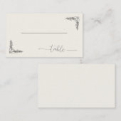 Elegant Black Calligraphy With Floral プレイスカード (正面/裏面)