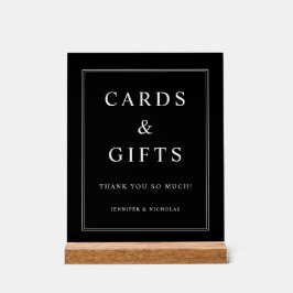 Elegant Black Cards And Gifts Wedding アクリルサイン