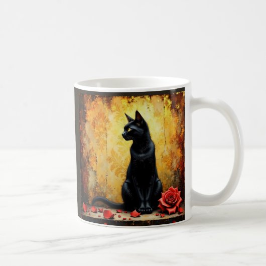 Elegant Black Cat コーヒーマグカップ (右)