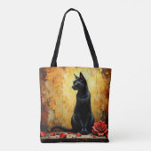 Elegant Black Cat and Red Rose トートバッグ (裏面)