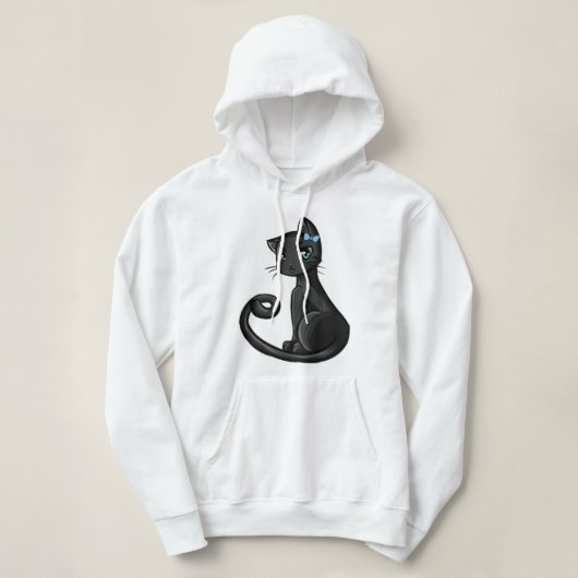 Elegant Black Cat Hoodie – Mystic & Cute Style パーカ (デザイン正面)