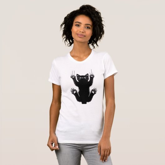 Elegant Black Cat Illustration Tシャツ (正面フル)
