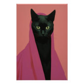 Elegant Black Cat in Pink ポスター (正面)
