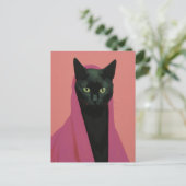 Elegant Black Cat in Pink ポストカード (スタンド正面)