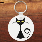 Elegant Black Cat Minimalist Art キーホルダー (正面)
